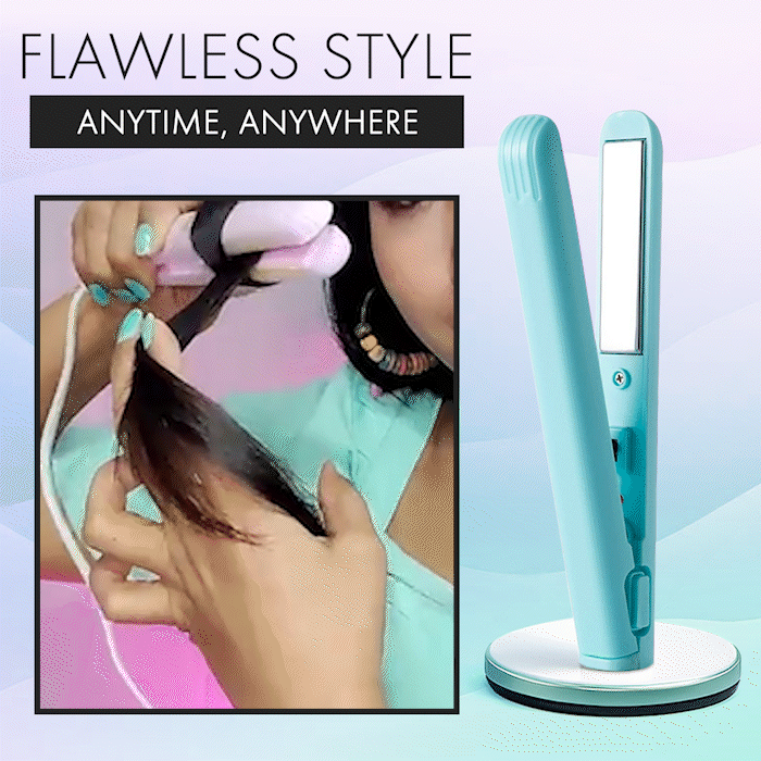 [2025 upgraded edition] Remifa™︎ USB Portable Mini Straight & Curl 2in1 Styler (For Hair Infused with Argan Oil & Keratin, Professional Ceramic Flat Iron for Less Frizz, Shinier & Smoother Hair, Hair Styling Tools)