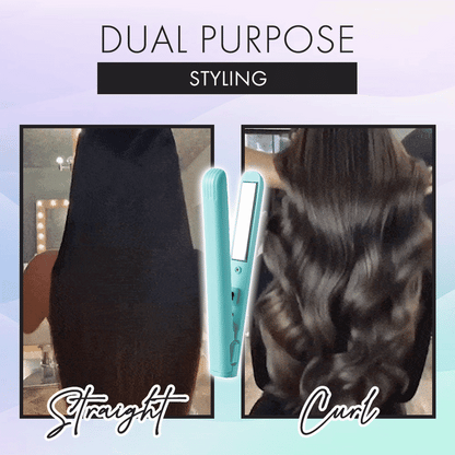 [2025 upgraded edition] Remifa™︎ USB Portable Mini Straight & Curl 2in1 Styler (For Hair Infused with Argan Oil & Keratin, Professional Ceramic Flat Iron for Less Frizz, Shinier & Smoother Hair, Hair Styling Tools)