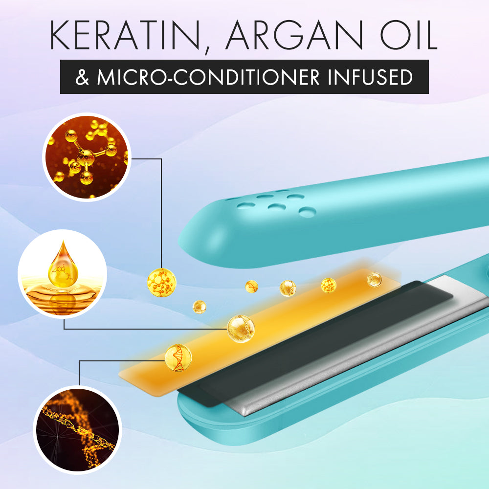[2025 upgraded edition] Remifa™︎ USB Portable Mini Straight & Curl 2in1 Styler (For Hair Infused with Argan Oil & Keratin, Professional Ceramic Flat Iron for Less Frizz, Shinier & Smoother Hair, Hair Styling Tools)