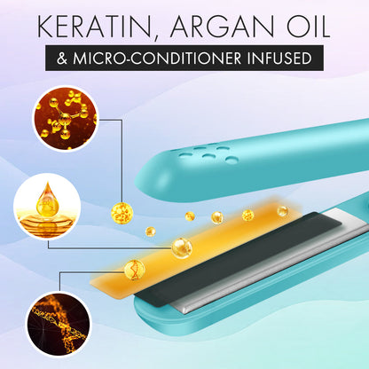 [2025 upgraded edition] Remifa™︎ USB Portable Mini Straight & Curl 2in1 Styler (For Hair Infused with Argan Oil & Keratin, Professional Ceramic Flat Iron for Less Frizz, Shinier & Smoother Hair, Hair Styling Tools)
