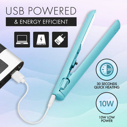 [2025 upgraded edition] Remifa™︎ USB Portable Mini Straight & Curl 2in1 Styler (For Hair Infused with Argan Oil & Keratin, Professional Ceramic Flat Iron for Less Frizz, Shinier & Smoother Hair, Hair Styling Tools)