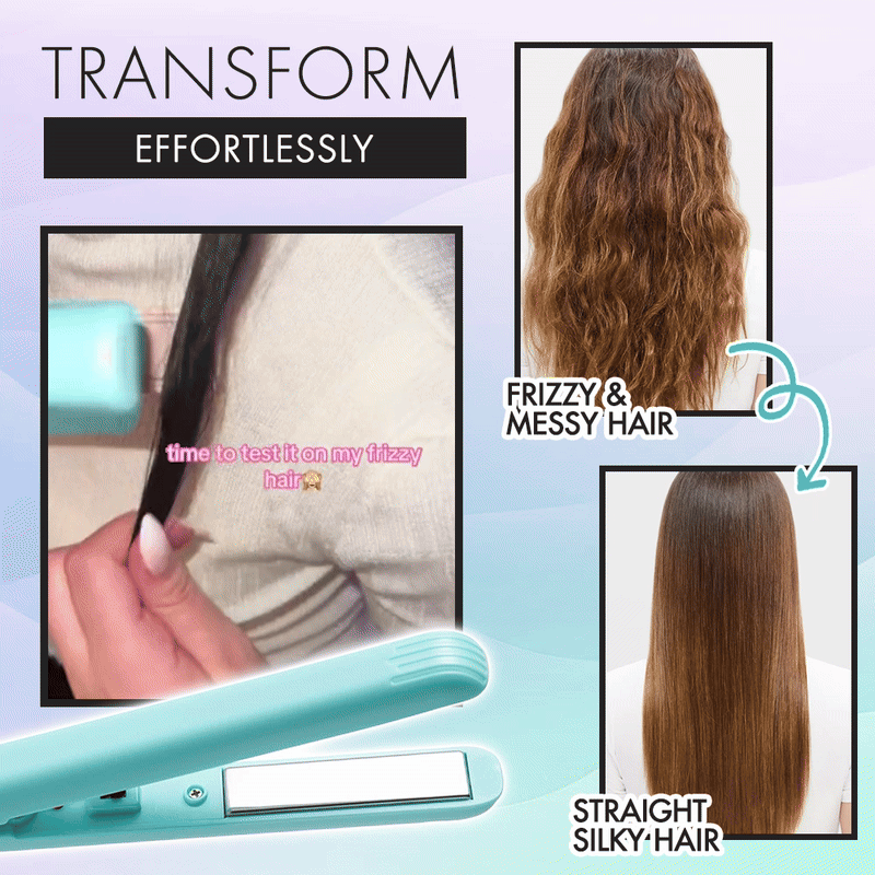 [2025 upgraded edition] Remifa™︎ USB Portable Mini Straight & Curl 2in1 Styler (For Hair Infused with Argan Oil & Keratin, Professional Ceramic Flat Iron for Less Frizz, Shinier & Smoother Hair, Hair Styling Tools)