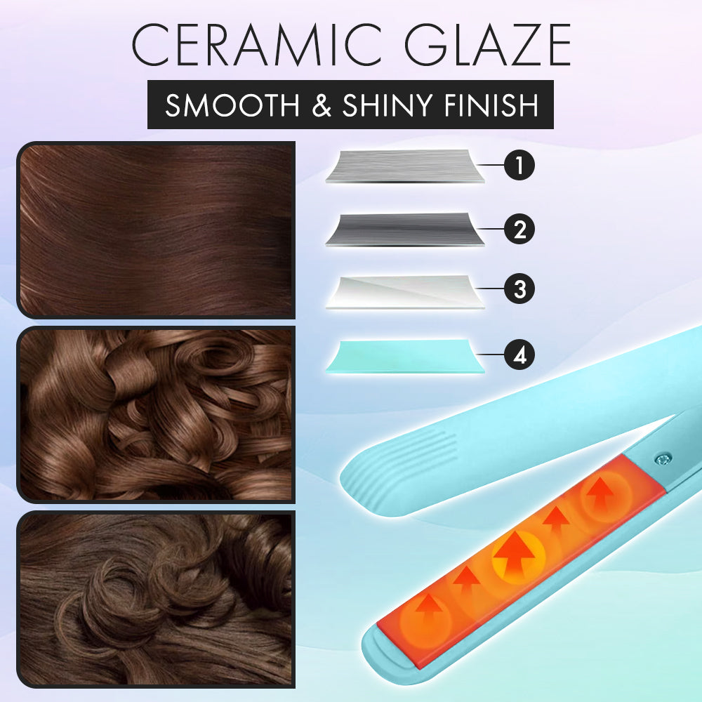 [2025 upgraded edition] Remifa™︎ USB Portable Mini Straight & Curl 2in1 Styler (For Hair Infused with Argan Oil & Keratin, Professional Ceramic Flat Iron for Less Frizz, Shinier & Smoother Hair, Hair Styling Tools)