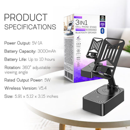 Remifa™ 3IN1 Cell Phone Stand Emergency Rechargeable (3000mAh) Bluetooth Speaker