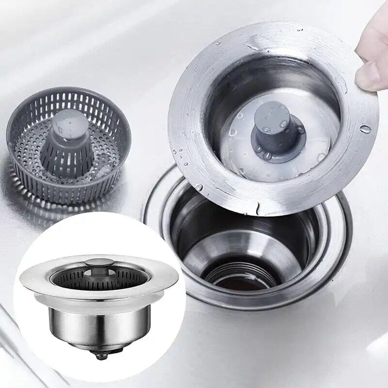 🏆Last Day Promotion 80% OFF🏆GFOUK™ 3-in-1 Pop Up Sink Drain Strainer🛀Removes odors and prevents blockages